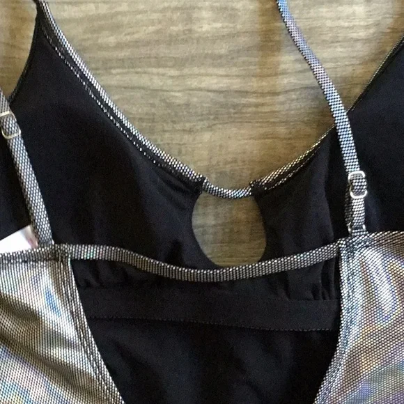 NWT Silver Holographic One-Piece Swimsuit - Picture 7 of 8